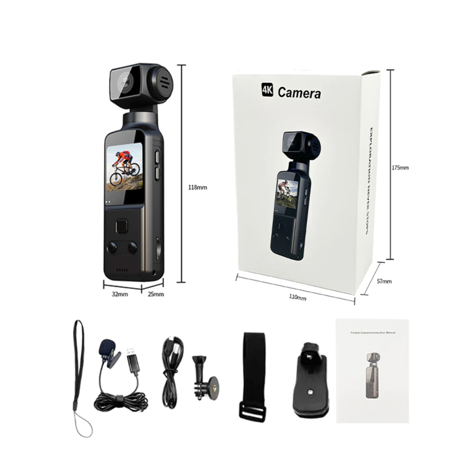 Alston K1 4K HD Pocket Action Camera 1.33 inch Anti shake of the body 270° Manual rotation WiFi