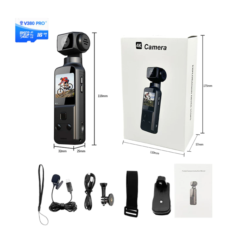 Alston K1 4K HD Pocket Action Camera 1.33 inch Anti shake of the body 270° Manual rotation WiFi