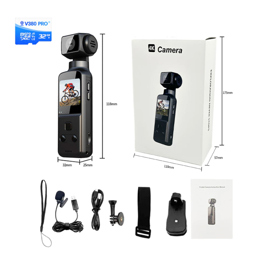 Alston K1 4K HD Pocket Action Camera 1.33 inch Anti shake of the body 270° Manual rotation WiFi