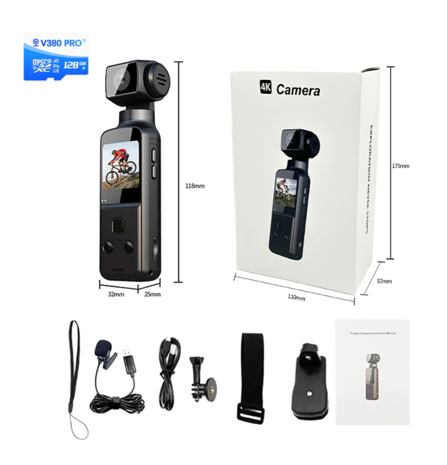 Alston K1 4K HD Pocket Action Camera 1.33 inch Anti shake of the body 270° Manual rotation WiFi